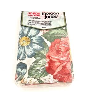 vintage morgan jones luxury muslin no-iron standard size pillow cases floral 4